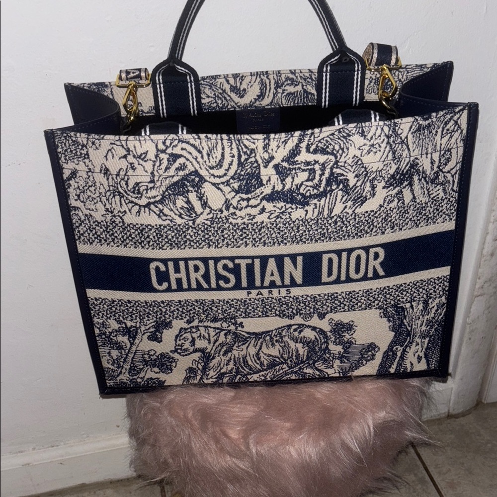 Christian Dior Blue and White Tote Bag